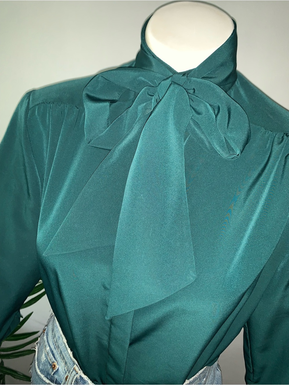 v i n t a g e :: Pendleton Neck Tie Secretary Blouse - Picture 9 of 12